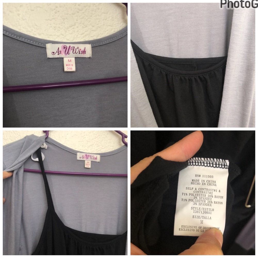 AS U WISH Medium Layered Belted Dress Colorblock Black Gray Short Sleeve NWOT - Picture 16 of 16